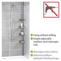 Raft de duș telescopic WENKO Dolcedo din bambus cu 4 etajere, raft reglabil pe înălțime, oțel inoxidabil/bambus, 31 x 65-275 x 20 cm 3