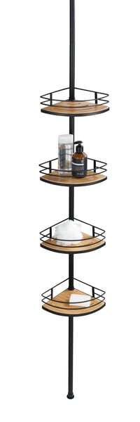 Raft de duș telescopic WENKO Dolcedo din bambus cu 4 etajere, raft reglabil pe înălțime, oțel inoxidabil/bambus, 31 x 65-275 x 20 cm 1