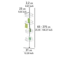 Teleskopická rohová polica do sprchy WENKO Dolcedo – 4-poschodová kúpeľňová polica z nehrdzavejúcej ocele, montáž bez vŕtania, strieborná, 31x65-275x23 cm 5
