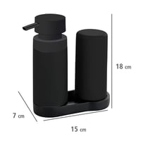 Dávkovač saponátu a mydla WENKO Easy Squeez-e, čierny, 2 x 250 ml, do kúpeľne a kuchyne, 15 x 18 x 7 cm 4