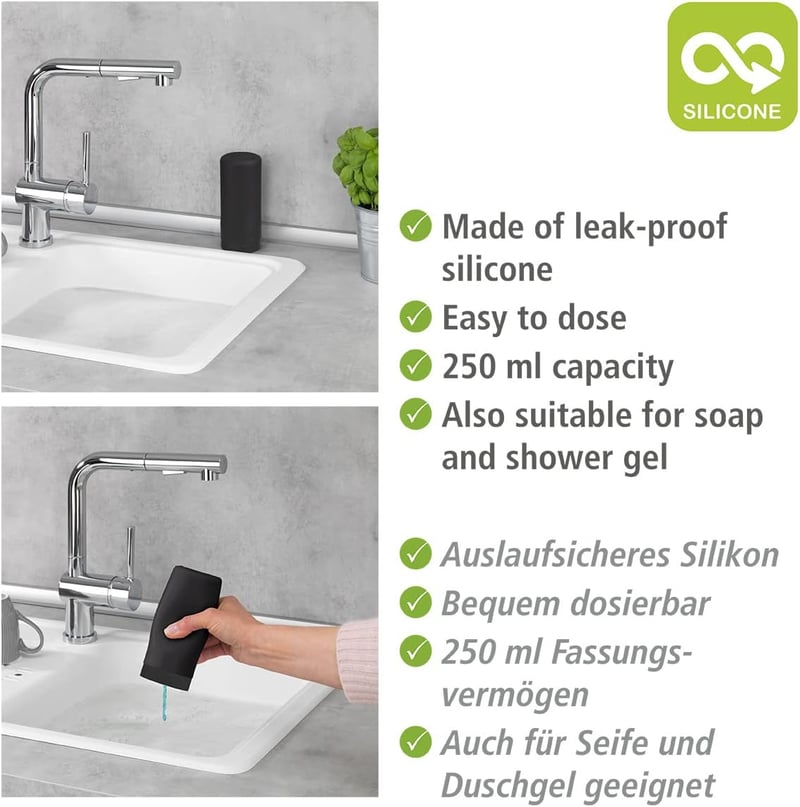 WENKO Easy Squeez-e szilikon mosogatószer adagoló 250ml fekete - Black