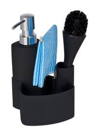 WENKO Empire set za sudoper 4 u 1 – dozator deterdženta, četka za pranje posuđa, držač krpe i organizator, keramika, 250 ml, 11x19x12,5 cm, crna 8