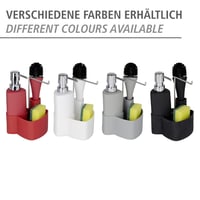WENKO Empire set za sudoper 4 u 1 – dozator deterdženta, četka za pranje posuđa, držač krpe i organizator, keramika, 250 ml, 11x19x12,5 cm, crna 4