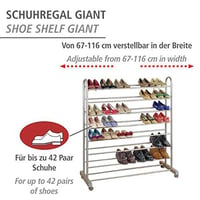 Wenko Giant izvlačivi stalak za obuću za 10 pari cipela, 4 kotačića, smeđi metal, 67-116 x 125,5 x 43 cm 2