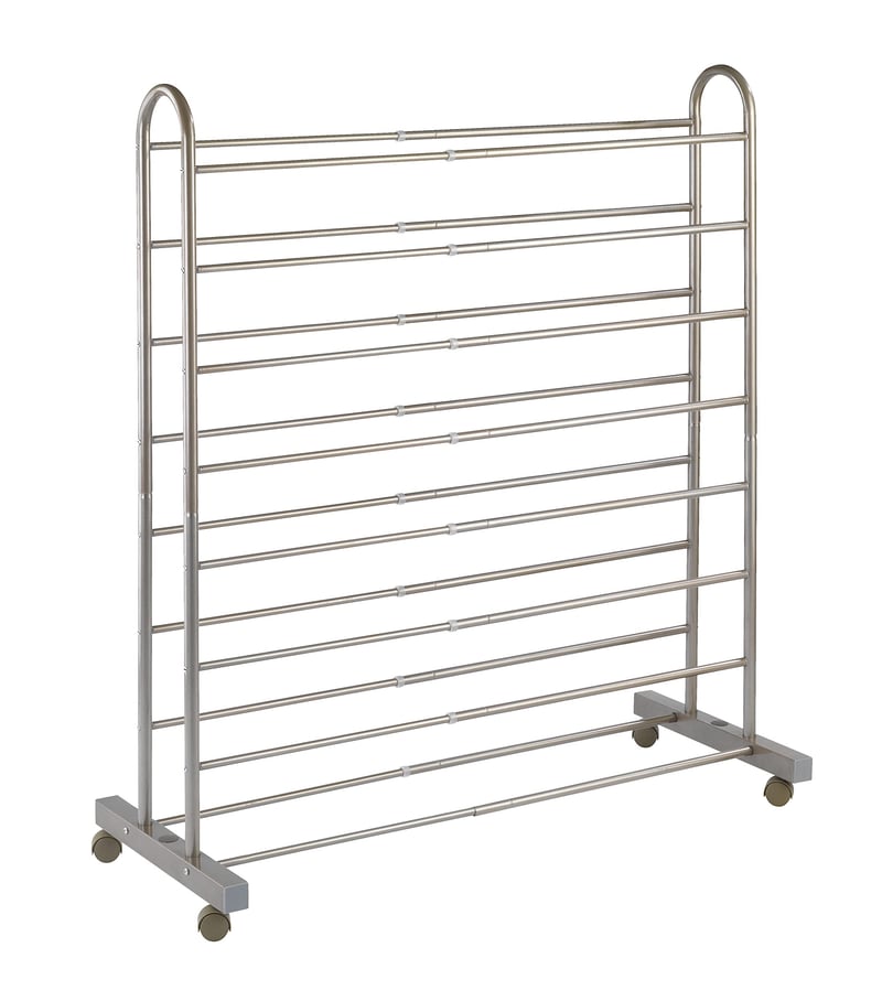 Wenko Giant izvlačivi stalak za obuću za 10 pari cipela, 4 kotačića, smeđi metal, 67-116 x 125,5 x 43 cm