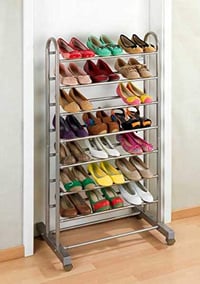 Wenko Giant izvlačivi stalak za obuću za 10 pari cipela, 4 kotačića, smeđi metal, 67-116 x 125,5 x 43 cm 8