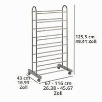 Wenko Giant izvlačivi stalak za obuću za 10 pari cipela, 4 kotačića, smeđi metal, 67-116 x 125,5 x 43 cm 4