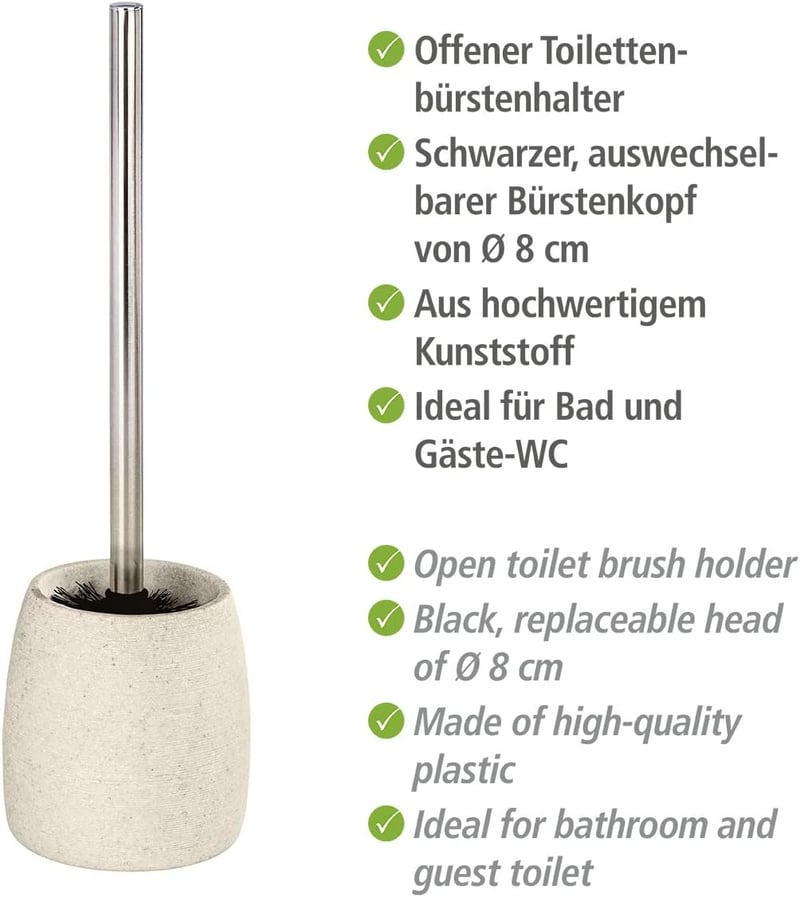 Wenko Goa WC kefe beige 36,5 cm modern fürdőszobai kiegészítő - 38.5 x 11.8 x 11.8 cm, Beige