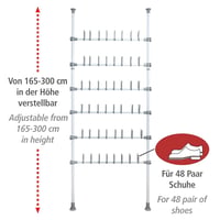 WENKO Hercules teleskopski sustav za obuću – za 48 pari cipela i čizama, podesiv, bijeli, 94 x 165-300 x 9 cm 2