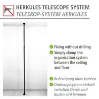 Teleskopický stojan WENKO Hercules, predlžovacia tyč medzi podlahu a strop, nastaviteľná 165 – 300 cm, kovový upevňovací systém, čierna 3