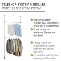 Teleskopický systém WENKO Herkules Basic s 2 tyčami do vstavanej skrine, biely kov, 75-120 x 165-300 x 11 cm 4