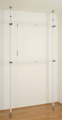 Teleskopický systém WENKO Herkules Basic s 2 tyčami do vstavanej skrine, biely kov, 75-120 x 165-300 x 11 cm 8