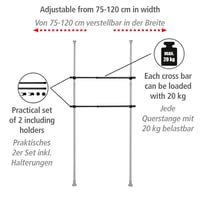 Prídavná vodorovná tyč WENKO Herkules, 2 ks, pre teleskopický systém, kovová, nastaviteľná do 120 cm, čierna 3