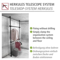 Prídavná vodorovná tyč WENKO Herkules, 2 ks, pre teleskopický systém, kovová, nastaviteľná do 120 cm, čierna 10