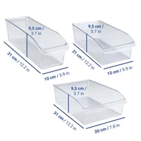 WENKO set organizatora za hladnjak, 3 komada – Prozirne, slagajuće kutije za pohranu u kuhinji, od PET materijala, 31 x 9,5 x 20 cm 3
