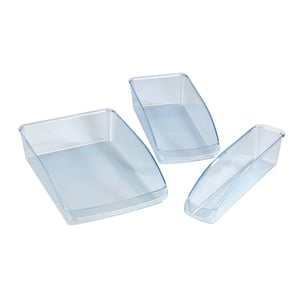 WENKO set organizatora za hladnjak, 3 komada – Prozirne, slagajuće kutije za pohranu u kuhinji, od PET materijala, 31 x 9,5 x 20 cm