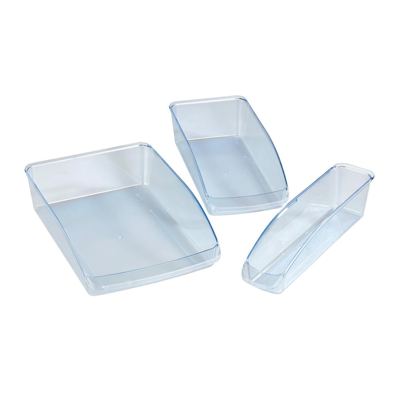 WENKO set organizatora za hladnjak, 3 komada – Prozirne, slagajuće kutije za pohranu u kuhinji, od PET materijala, 31 x 9,5 x 20 cm