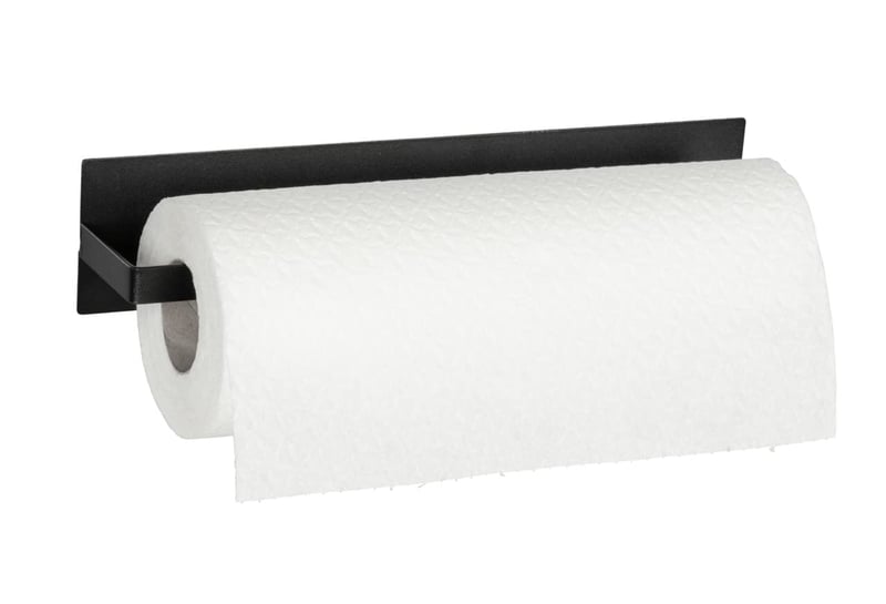 WENKO Ima magnetický držiak na kuchynské utierky, čierny kov, 30 x 10 x 5 cm, upevnenie pomocou magnetu alebo lepiacej pásky