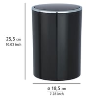 Wenko Inca kozmetička kanta za smeće s poklopcem na ljuljanje, 5 litara, crna, plastika bez BPA, kanta za kupaonski otpad, Ø 18,5 x 25,5 cm 4
