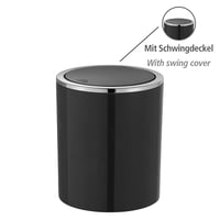 Coș de gunoi cu capac basculant WENKO Inca negru, coș mic pentru baie de 2 litri, plastic ABS, 14x16,8x14 cm 2