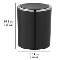 Coș de gunoi cu capac basculant WENKO Inca negru, coș mic pentru baie de 2 litri, plastic ABS, 14x16,8x14 cm 4