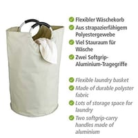 Skladacia nákupná taška a kôš na bielizeň WENKO Jumbo, 69 l, 38 x 72 cm, kamenná béžová, s držadlami 2