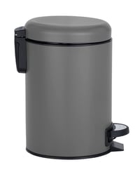 Kozmetický pedálový odpadkový kôš WENKO Léman, 3 litre, s vyberateľnou vnútornou nádobou, s vekom, matná sivá, nehrdzavejúca oceľ, kúpeľňový odpadkový kôš 6