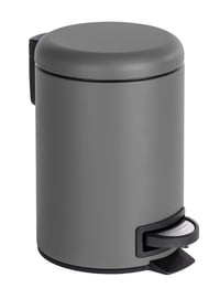 Kozmetický pedálový odpadkový kôš WENKO Léman, 3 litre, s vyberateľnou vnútornou nádobou, s vekom, matná sivá, nehrdzavejúca oceľ, kúpeľňový odpadkový kôš 1
