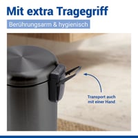 WENKO Leman kozmetička pedala kanta za smeće, 3 litre, nehrđajući čelik, Anti-Fingerprint, uklonjiva unutarnja kanta, crna metalik 5