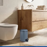 Coș de gunoi cosmetic WENKO Leman, 3 litri, oțel, cu găleată interioară detașabilă și suport pentru sac, cu capac, acționare prin pedală, mâner rabatabil, albastru ardezie mat 8