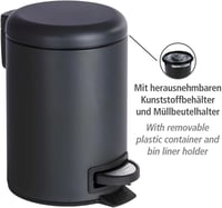 WENKO Leman pedálos szemetes 3 literes fekete acél kuka - Black 2