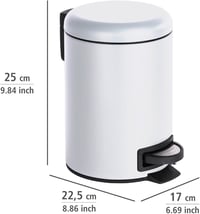 WENKO Leman pedálos szemetes 3 literes matt fehér rozsdamentes acél - 25 x 22.5 x 17 cm, White 4