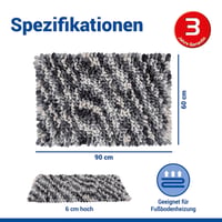 Kúpeľňová predložka WENKO Lerici XXL slučková, 60x90 cm, protišmyková, rýchloschnúca, sivo-modrá, ručne prateľná, polyester a bavlna 3