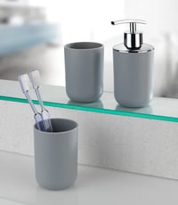 Dozator de săpun WENKO Malta pentru săpun lichid și detergent de vase, 0,32 litri, reîncărcabil, pentru baie și bucătărie, gri 2
