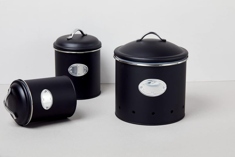 WENKO Nero légmentes tárolóedény, 1,6 l, fekete fém, vízálló - 1.6 L