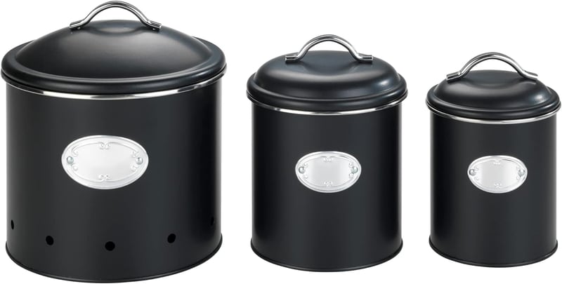 WENKO Nero légmentes tárolóedény, 1,6 l, fekete fém, vízálló - 1.6 L