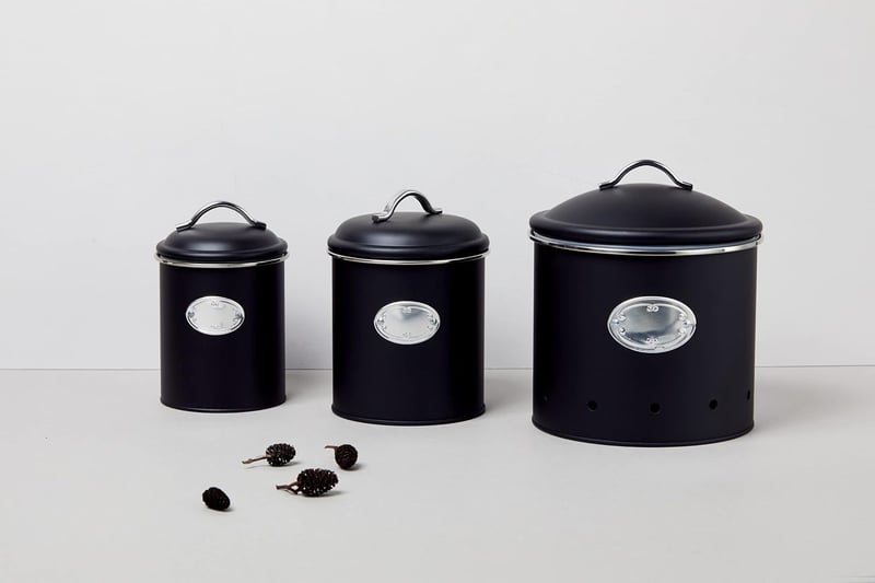 WENKO Nero légmentes tárolóedény, 1,6 l, fekete fém, vízálló - 1.6 L