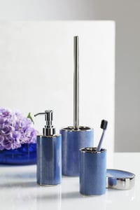 Pahar pentru periuțe de dinți WENKO Nuria – ceramică premium, argintiu/albastru, Ø 6,5 x 10,7 cm 4
