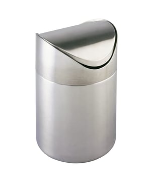 WENKO Otranto kozmetička kanta za smeće od nehrđajućeg čelika s poklopcem na ljuljanje, 3 litre, mat srebrna, za kupaonicu i kuhinju, Ø 16 x 23,5 cm