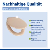 WENKO Ottana oválne WC sedadlo s pomalým sklápaním, antibakteriálny duroplast, odnímateľné sedadlo, 150 kg, béžové 7