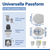 WENKO Ottana oválne WC sedadlo s pomalým sklápaním, antibakteriálny duroplast, odnímateľné sedadlo, 150 kg, béžové 8