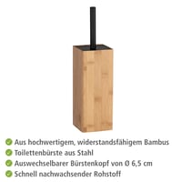 WENKO Padua WC kefa s držiakom z bambusu, uzavreté vyhotovenie, vrátane WC kefy, 10 x 38 x 10 cm, prírodná/čierna 3
