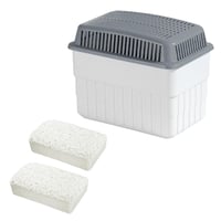 WENKO Odvlhčovač vzduchu s 2 x 1 kg granulátu, pohlcovač vlhkosti do miestnosti, kapacita 1,4 litra, opakovane plniteľný, proti plesniam a zápachu, 24x16x15 cm, bielo-sivý 1