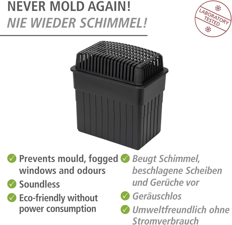 WENKO Páramentesítő 2kg granulátummal fürdőszobához, garázshoz, pincéhez - 2 kg, Black, Moisture killer