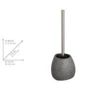 WENKO Pion držač za WC četku, vrhunska keramika s efektom prirodnog kamena, zamjenjiva glava četke, 12,5 x 38,5 x 12 cm, siva 3