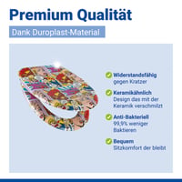 Colac WC WENKO Pop-Art cu închidere lentă, din Duroplast antibacterian, oval, detașabil, capacitate portantă 200 kg 7