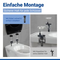 WENKO Premium Kos WC daska, crna, s mehanizmom za tiho spuštanje i Fix-Clip higijenskim pričvršćivanjem, od nelomljive plastike 6