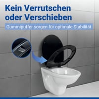 WENKO Premium Kos WC daska, crna, s mehanizmom za tiho spuštanje i Fix-Clip higijenskim pričvršćivanjem, od nelomljive plastike 4