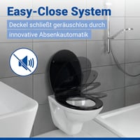 WENKO Premium Kos WC daska, crna, s mehanizmom za tiho spuštanje i Fix-Clip higijenskim pričvršćivanjem, od nelomljive plastike 3