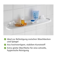 Wenko Pure plastična zidna polica za kupaonske dodatke, 58 x 5,5 x 14 cm, bijela 4